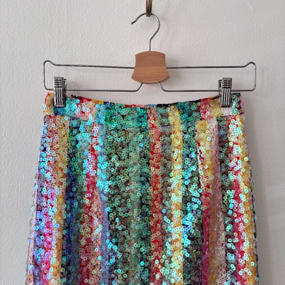 Anthropologie Maeve Rainbow Sequined Midi Skirt - Picture 5 of 9